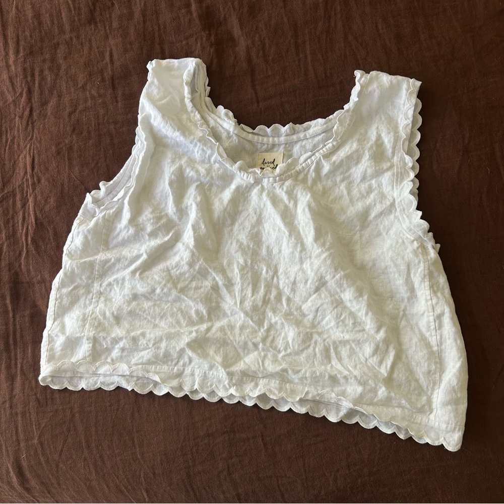 Dazed but Amazed White Scalloped Crop Top